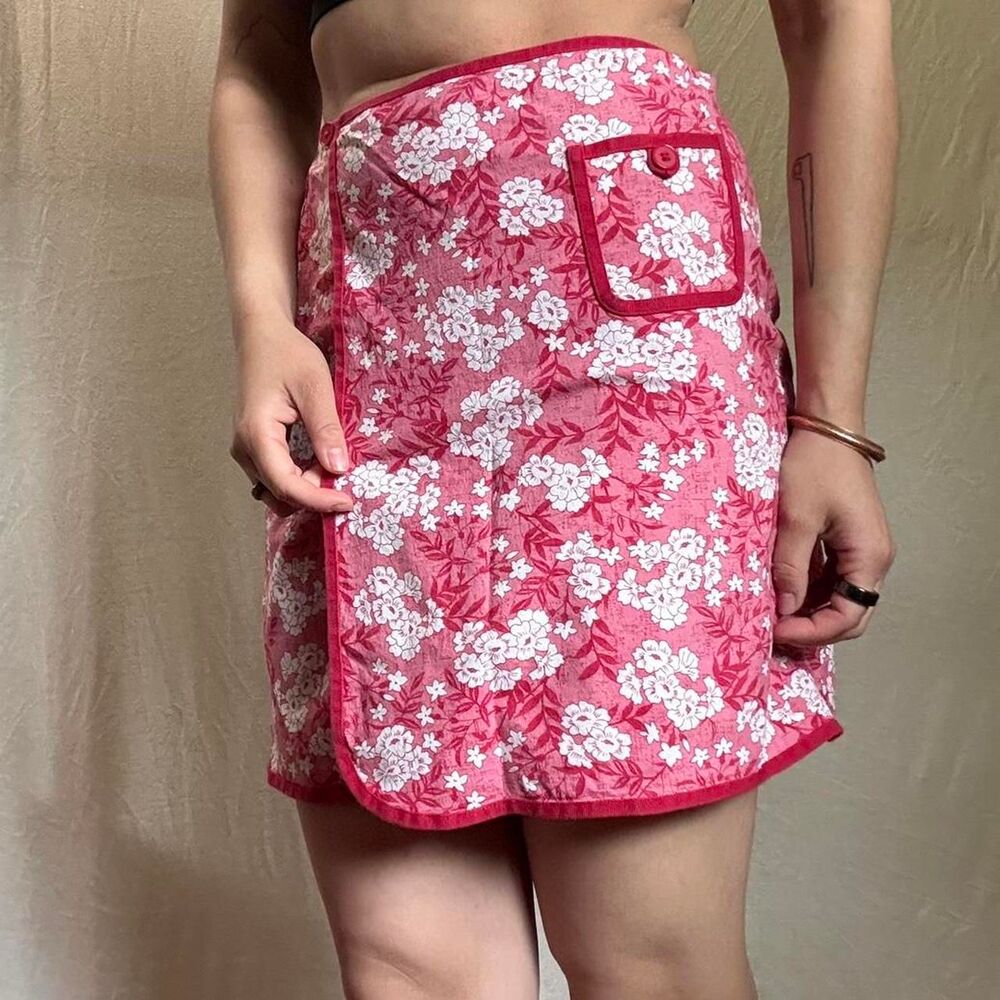 Loft Women's Pink and Red Skirt
